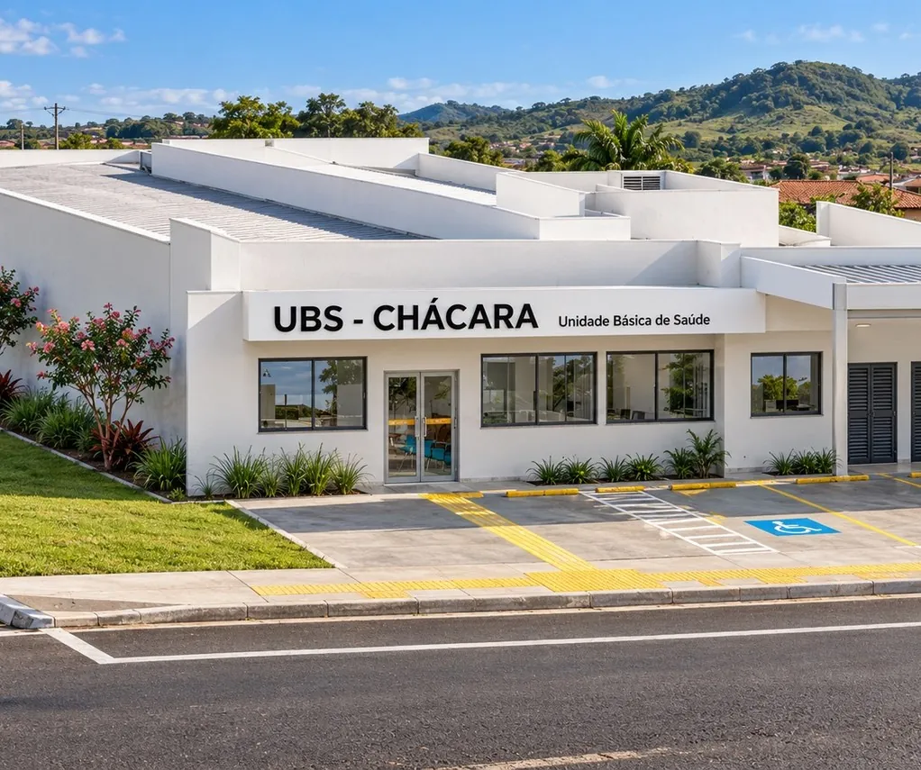 UBS Chácara, Mariana, MG: perspectiva do projeto arquitetônico